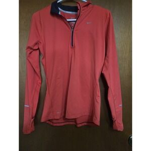 Nike Dri-FIT Women's Red Long Sleeve Running Top S Moisture Wicking 1/4 Zip